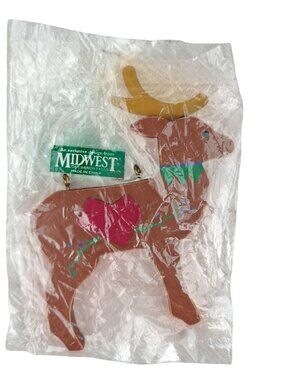 NEW Vintage Midwest Of Cannon Falls Metal Reindeer Ornament Christmas Décor 90s